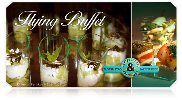 Schon probiert? Neben herzhaften Snacks bieten wir Ihnen auch Flying Buffet - feine Spezialitäten für Ihre Empfänge und Veranstaltungen. Besondere Wünsche? Sprechen Sie mit uns - wir beraten Sie gern., 65 K
